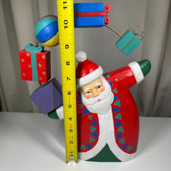 Wooden Santa Juggling Presents at Christmas Figurine Cottage - Picture 9 of 9